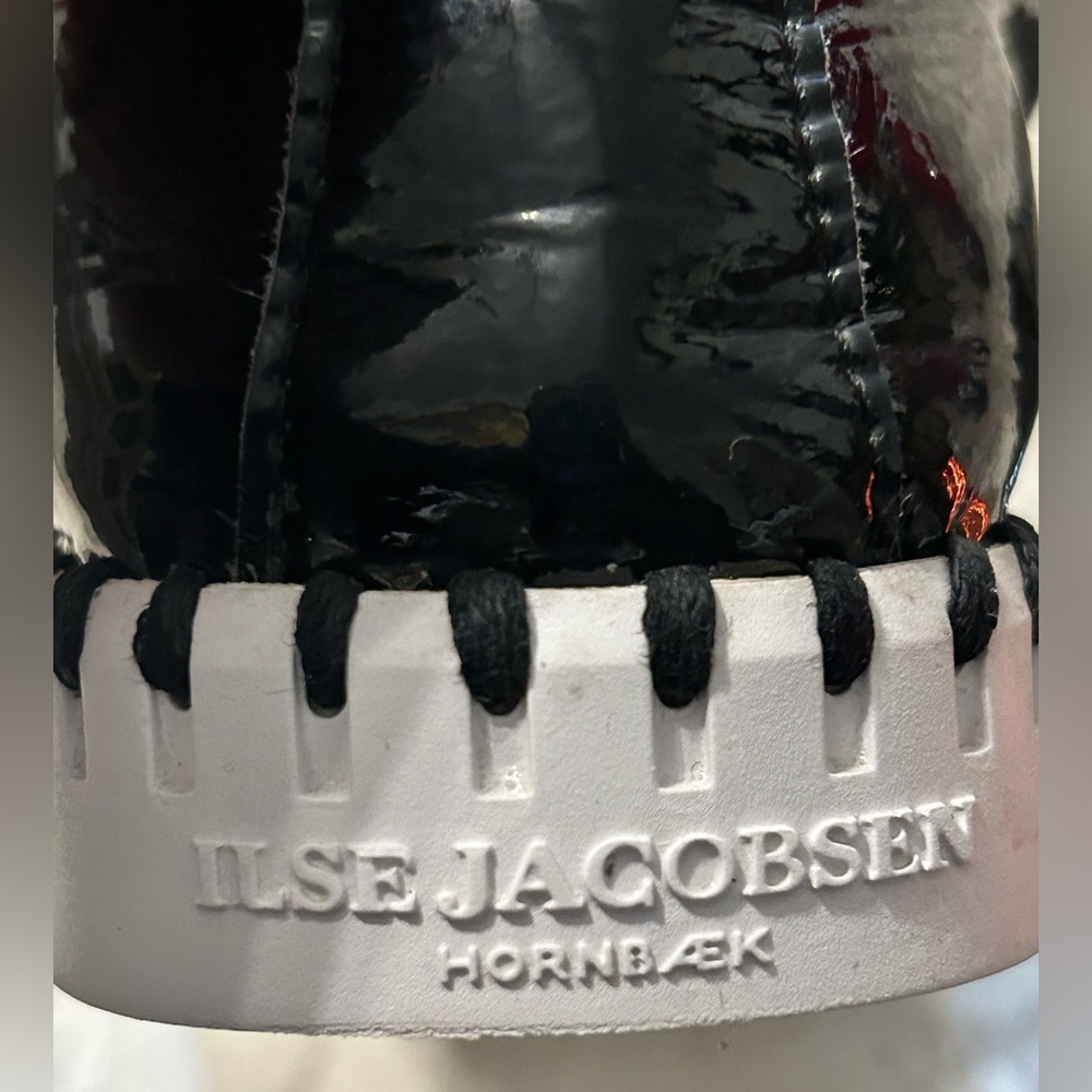 Ilse Jacobsen Hornbaek Shiny Black patent Slip-On Loafer women’s size 10 - Picture 4 of 9